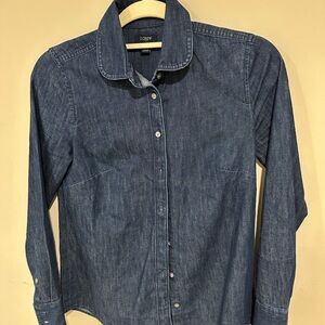 J. Crew Peter Pan Collar Indigo Denim Button Down Shirt XXS